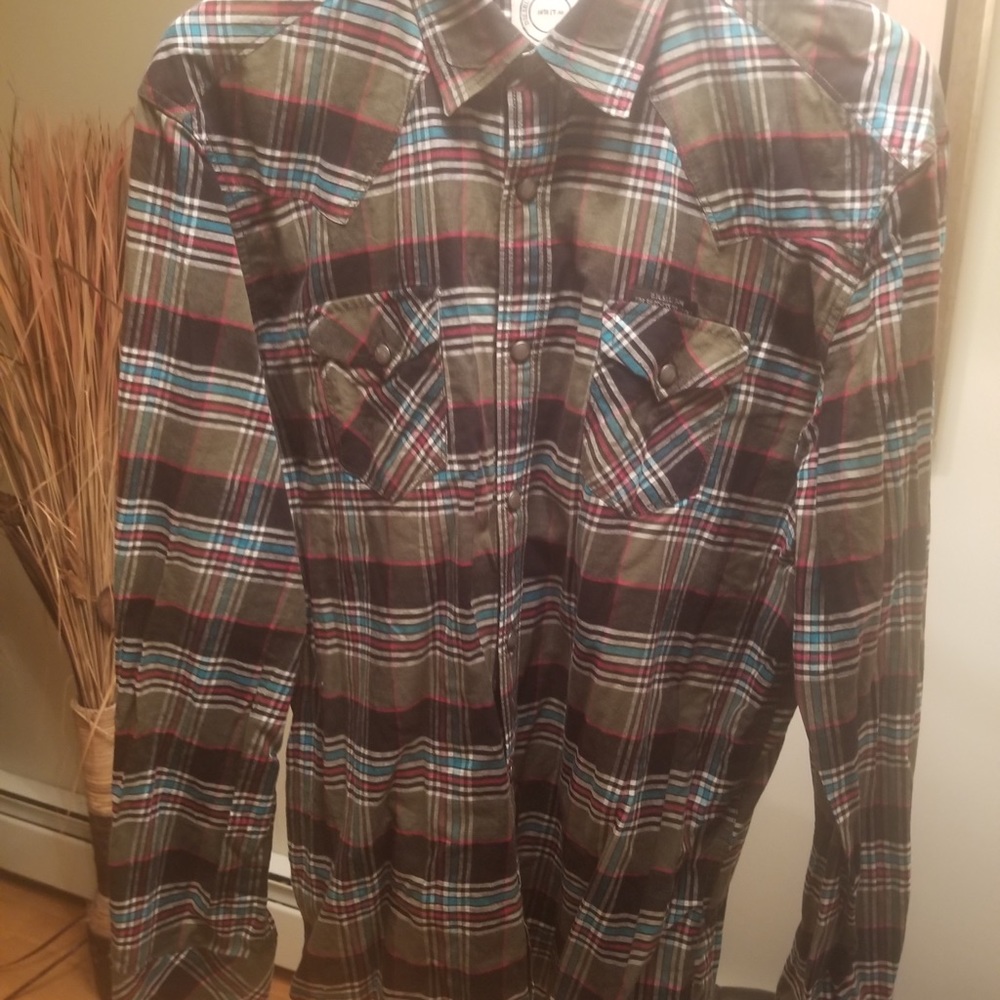 Men’s Diesel Pearl Snap Western Plaid Shirt